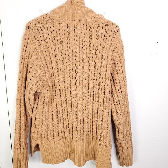 Aerie Sweater Womens Small Chenille Cableknit Zip Funnel Neck Neutral Soft - Picture 2 of 8